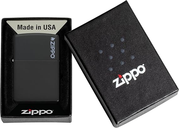Zippo Logo Black Matte Pocket Lighter