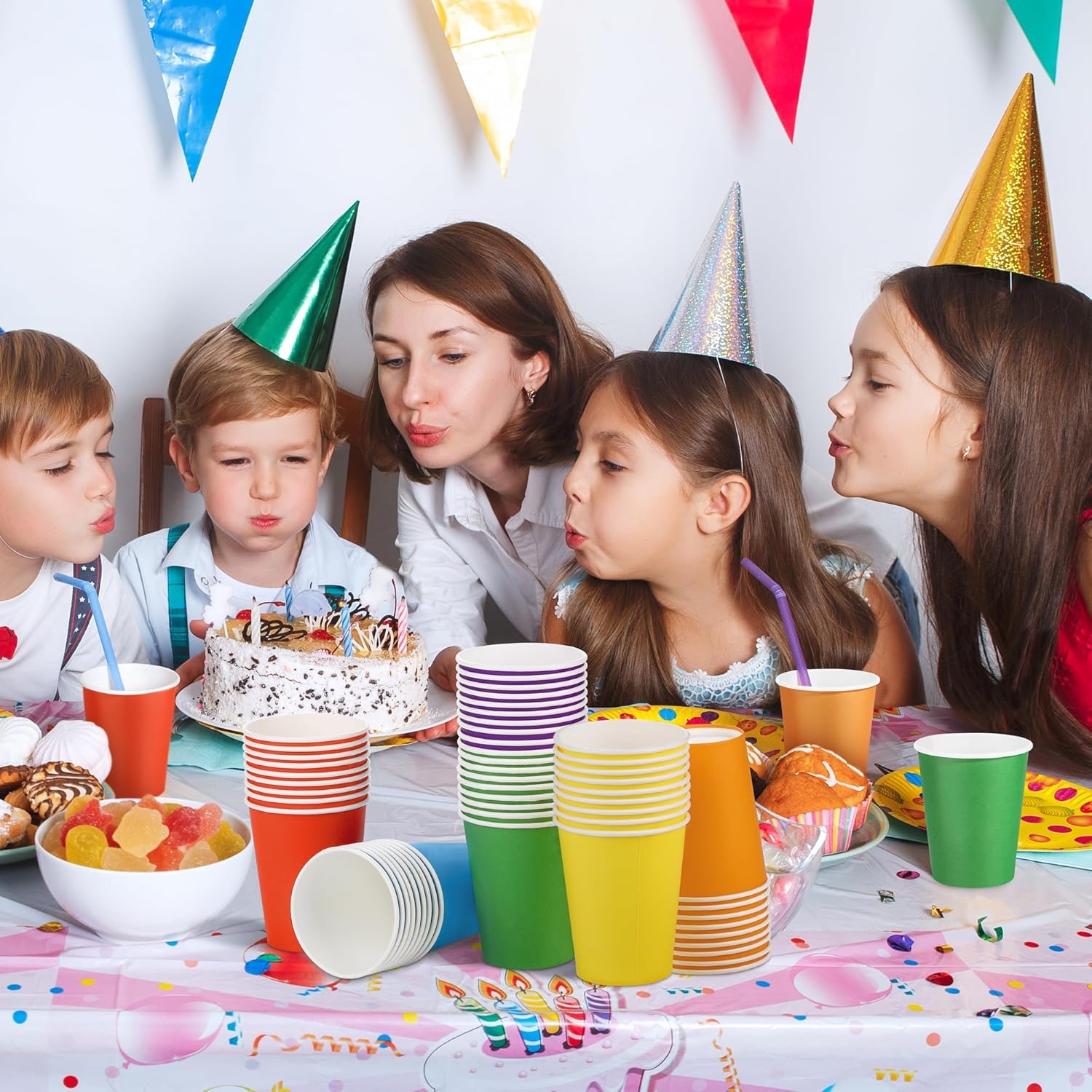 Kochorie 72 Pieces Rainbow Paper Cups 9 Oz Disposable Coffee Paper Cups Multicolor Party Cup Beverage Drinking Cup for Wedding, Birthday, Holiday Party, DIY, and Picnic - Image 6