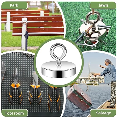 Vista 81 de Neosmuk Imán de pesca negro, imán de 2 pulgadas, 350 libras + imanes fuertes resistentes para removedor, imanes de neodimio de alta potencia