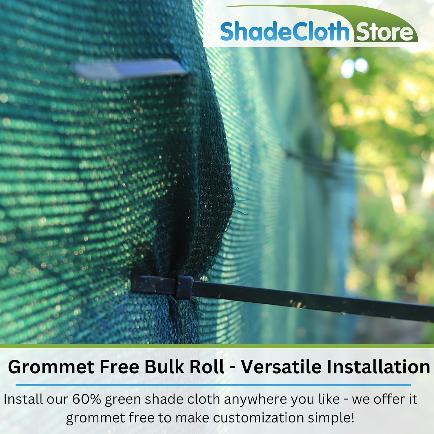 Green Shade Cloth 60% - (12' x 100', Unfinished Roll) - Sunscreen Fabric & Sun Shade Protector for All Weather, Sunshade for Gardening, Patio, Porches