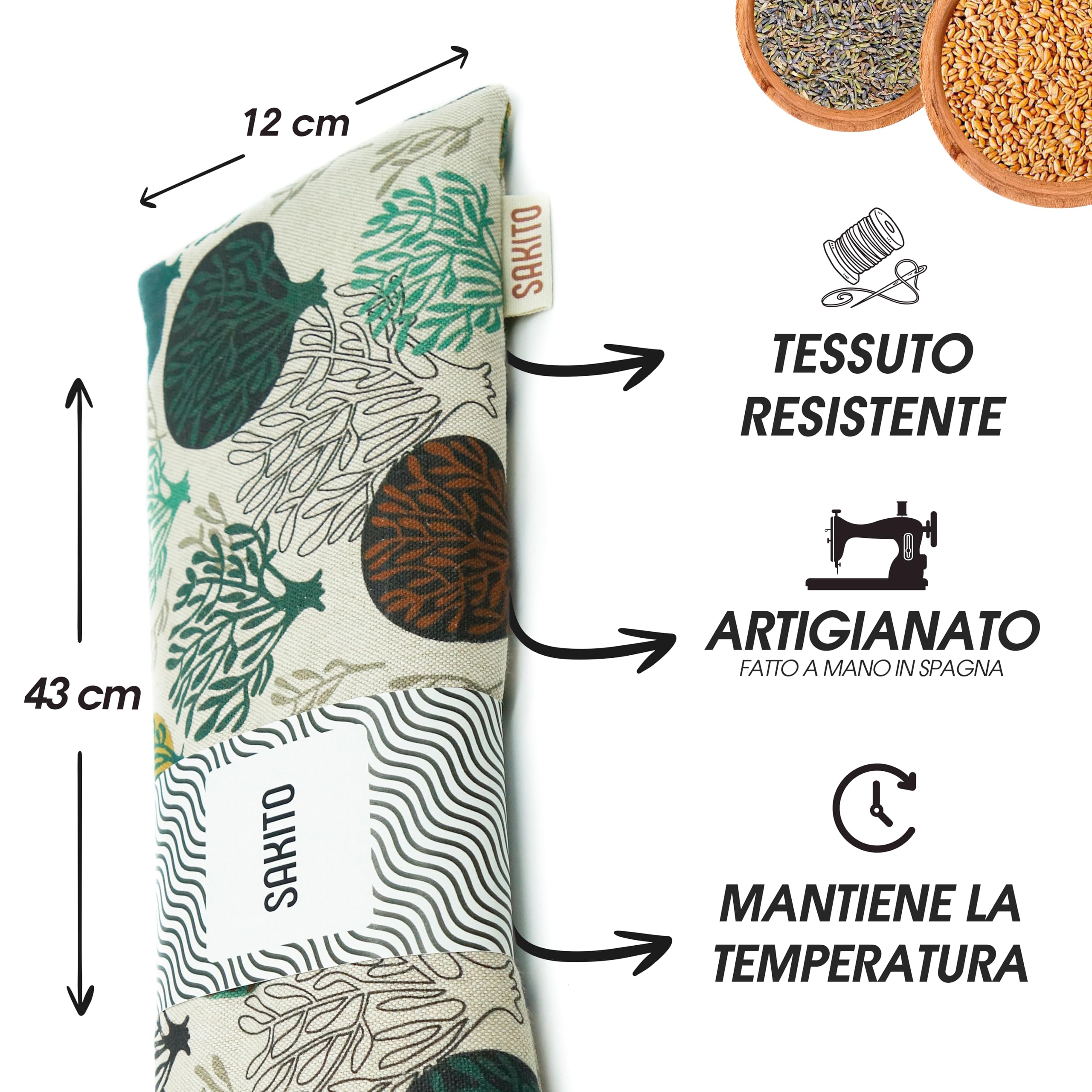 Cuscino Termico Microonde (43x12 cm) - Sollievo Naturale per Dolori Cervicali, Lombari e Mestruali, Uso a Caldo o a Freddo - Elevata Ritenzione del Calore - Profumo di Lavanda