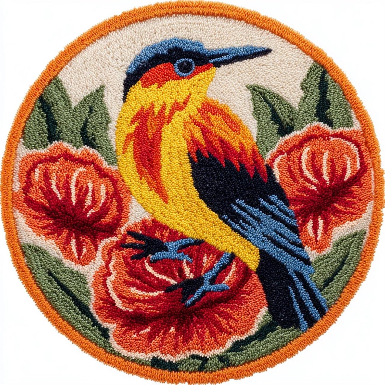 Kitquiver Latch Hook Kit Rug Flowers and Birds 100x100cm