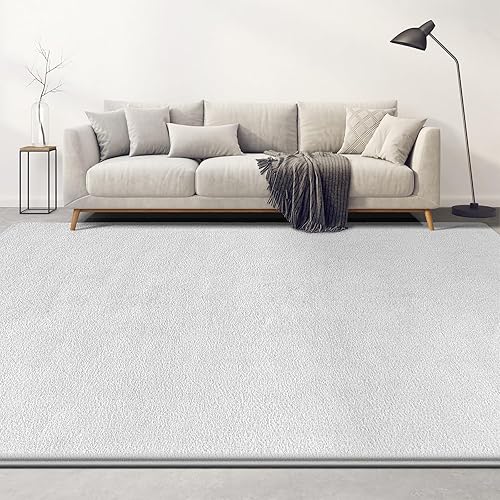 Miniatura 3 de Alfombras de área grandes para sala de estar y dormitorio, alfombra blanca de 5 x 8 pies, alfombra shag moderna minimalista, alfombra suave y gruesa