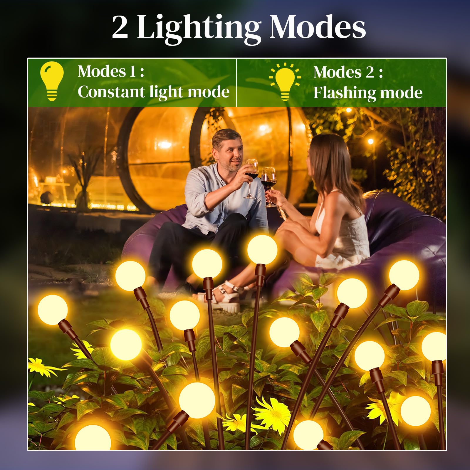 4 Pièces Luciole Solaire Exterieur Jardin, 10 LED Lumières Solaires Lucioles, IP65 Étanche, Balancer Lumière Solaires, Exterieur Décoration pour Jardin, Chemins, Passerelle, Balcon(Blanc Chaud)