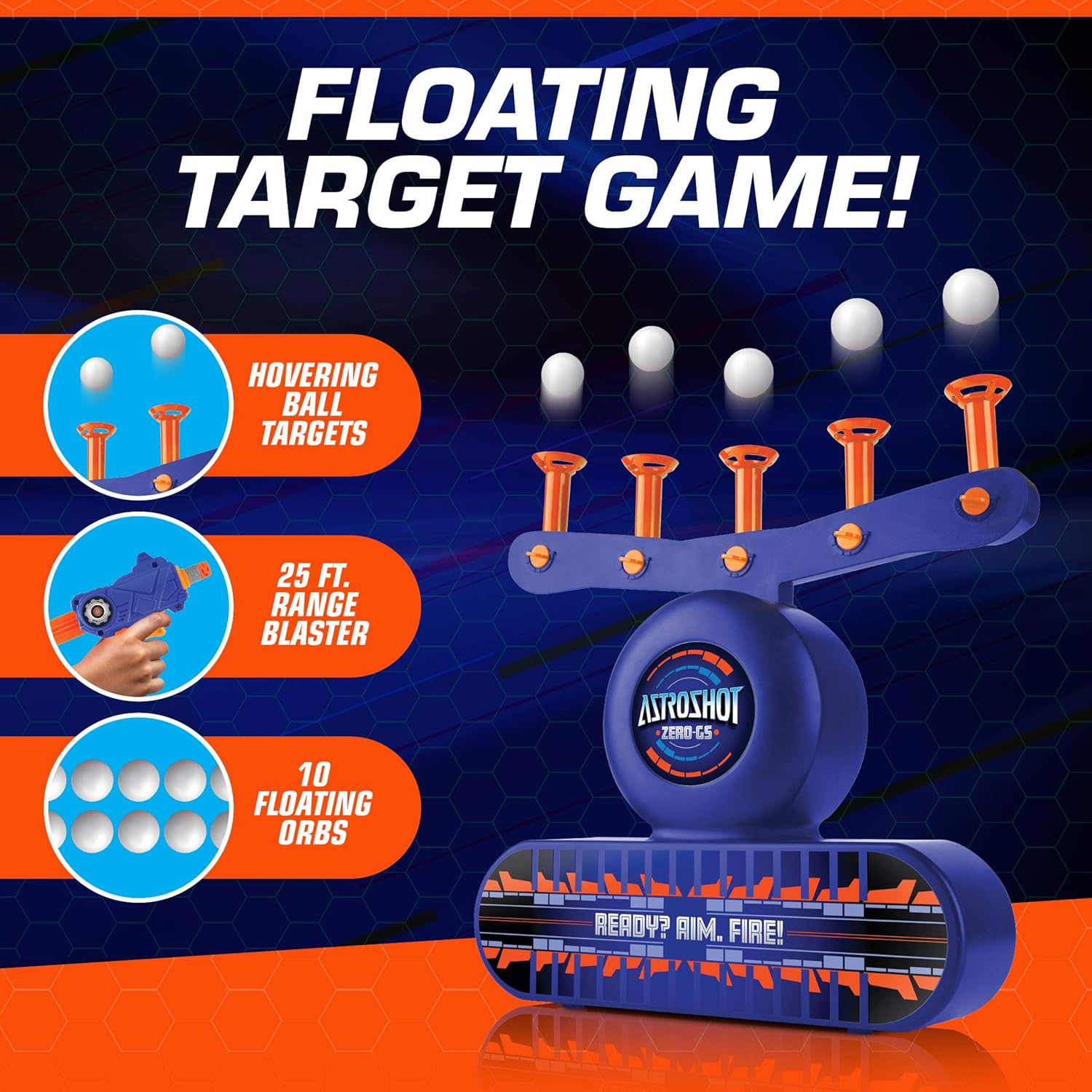 USA Toyz AstroShot Zero GS Shooting Games for Kids - Nerf Compatible Floating Ball Targets for Shooting with Foam Blaster Toy Gun, 10 Floating Ball, 10 Foam Darts, and 5 Flip Targets
