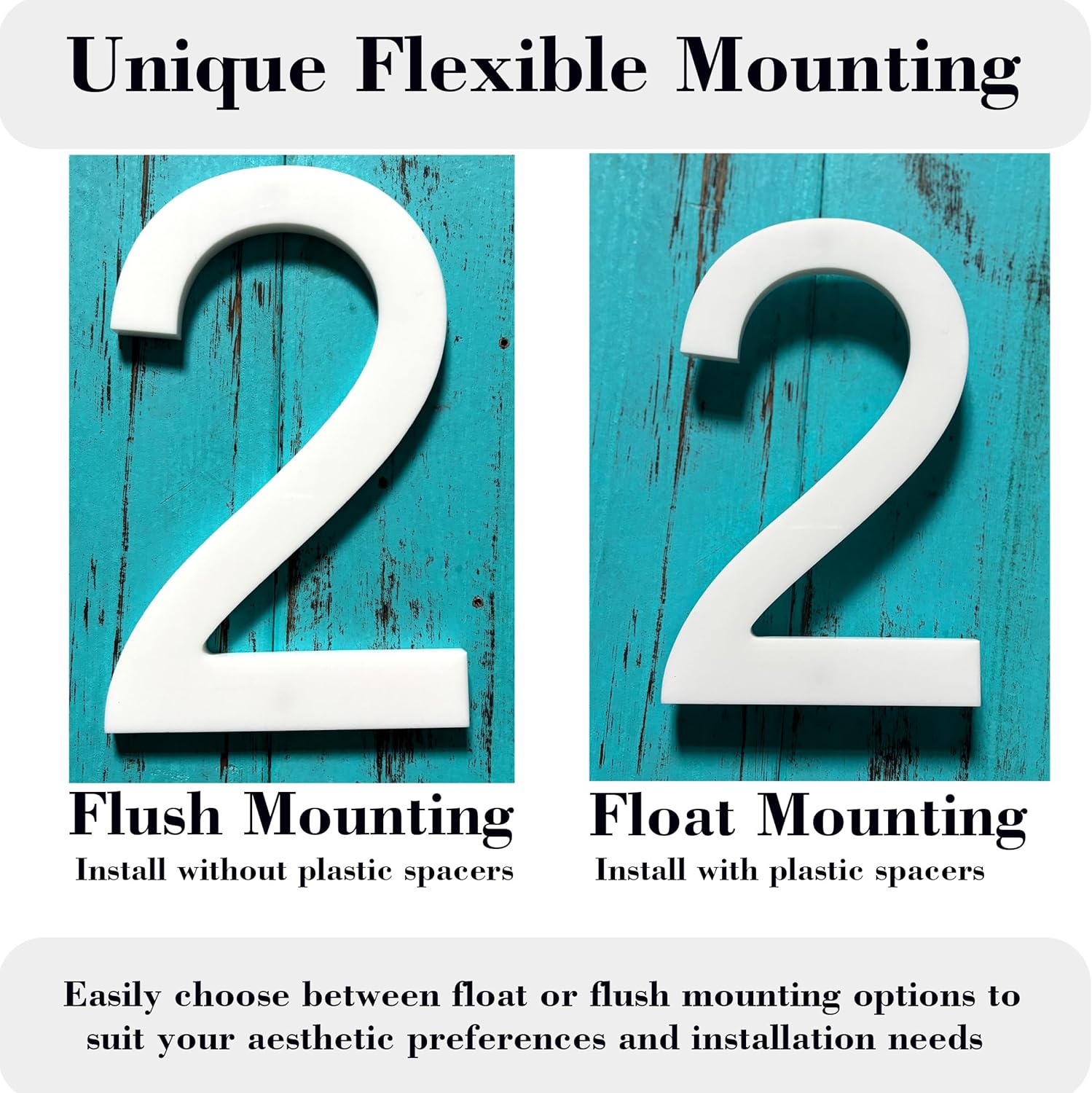 Modern 8-Inch House Numbers/Anti-fade & Rustproof Address Number for Home - Float or Flush Mounting Mailbox Number/White/Number 0