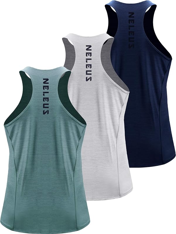 NELEUS Men's 3 Pack Running Tank Top Dry Fit Y-Back Athletic Workout Tank Tops