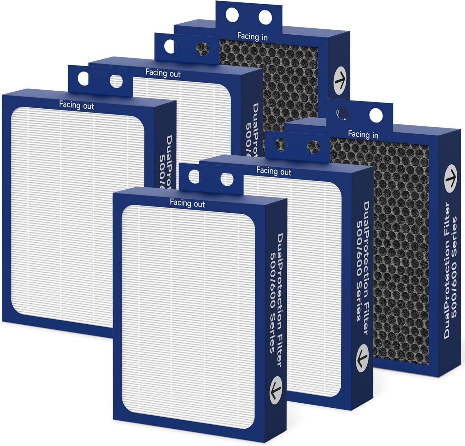 Upgraded 500/600 Replacement Filter for Blueair Classic 500/600 Air Purifi-er 501 503 505 510 550E 555EB 601 603 605 650E Particle Filters, Filled with Activated Carbon Pellets, 6 Pcs 2 Set