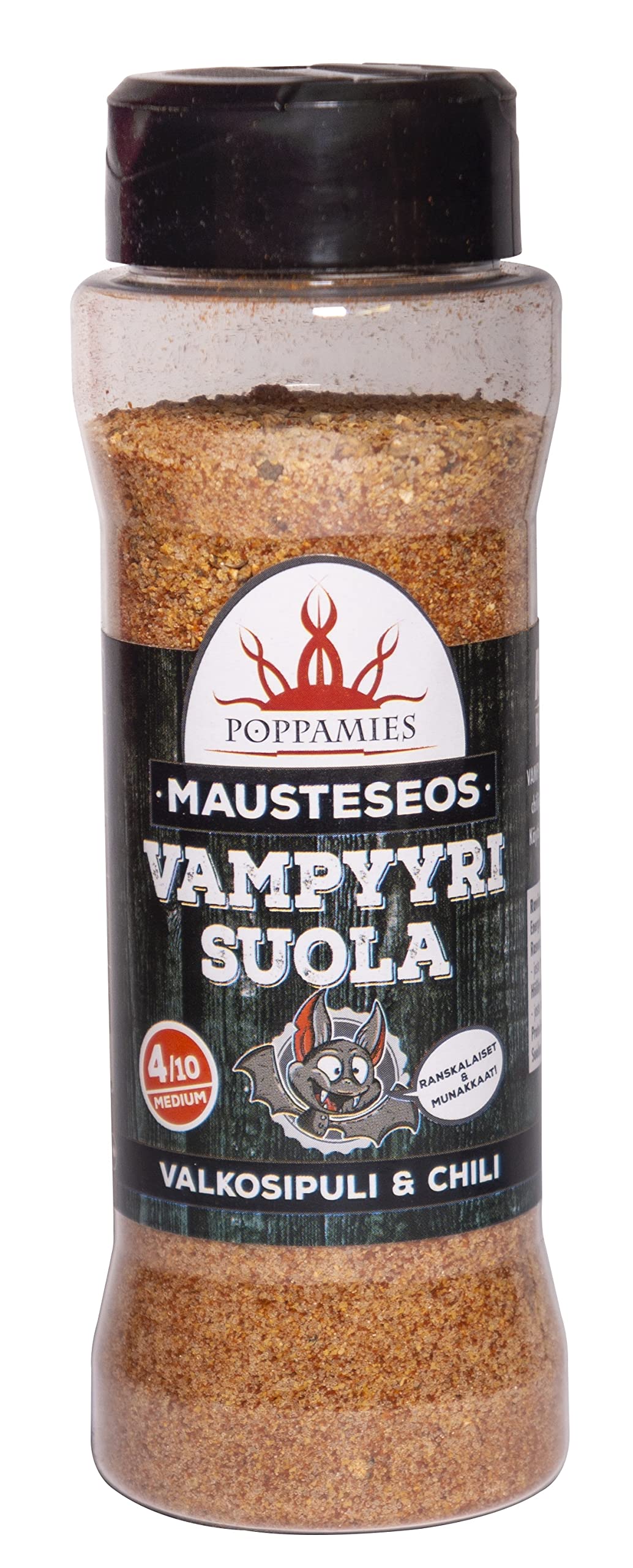 Poppamies Vampire Salt - Spice Mix with Chili, Garlic and Salt - Great for al dishes - Spiciness: 4/10-165g