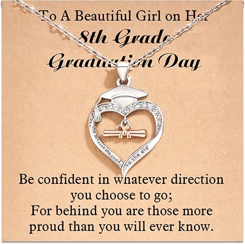 Shonyin Regalos de graduación para ella 2024, collar de graduación para 5, quinto, 8, 6 colegio, escuela secundaria, maestría, enfermera, doctorado,