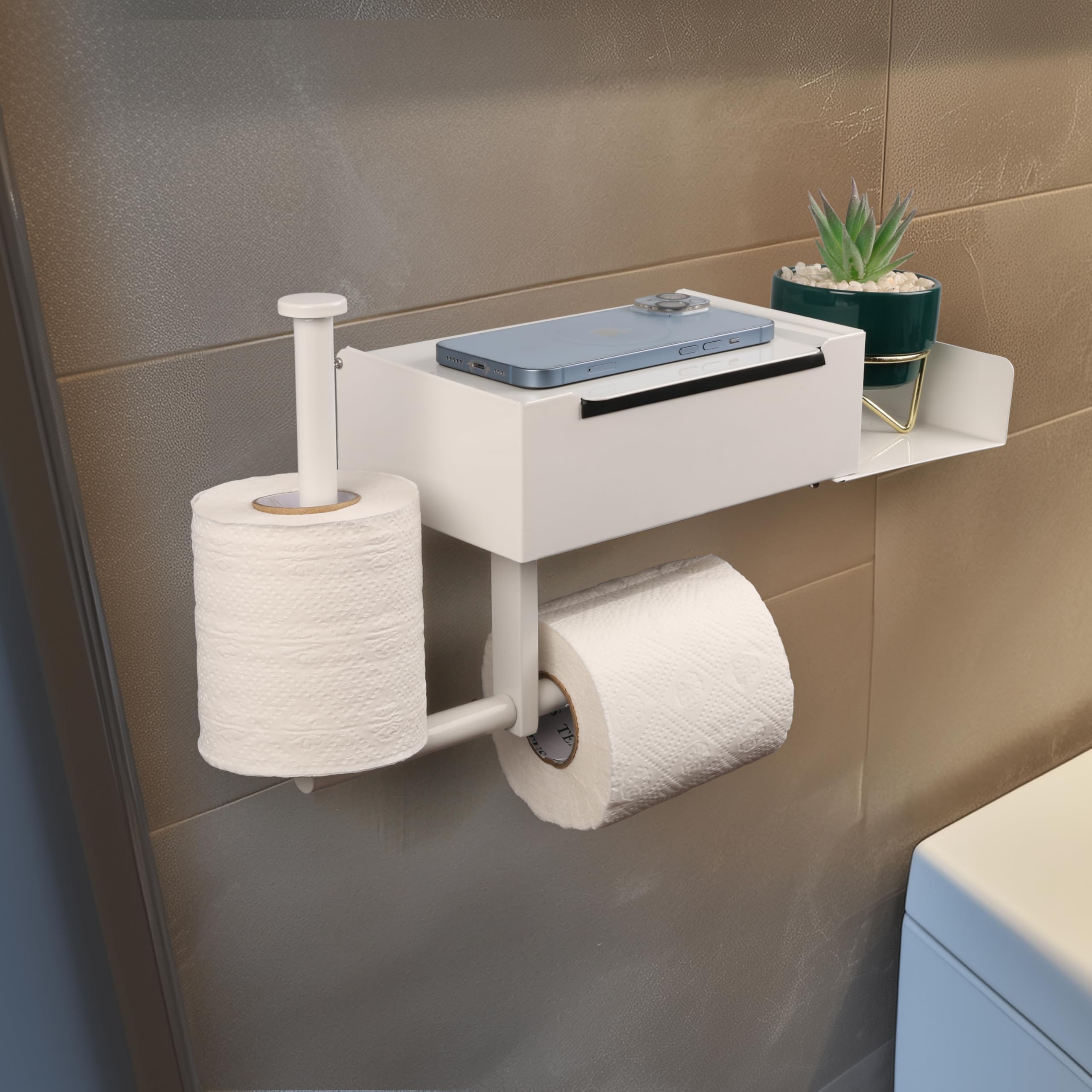 BTSKY Porte-Papier Toilette Mural Bois Avec Étagère Et Tiroir - Rangement Salle De Bain