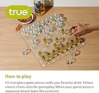 Vista 2 de True Juego de ajedrez de vidrio de chupito, tablero de ajedrez con piezas de ajedrez de vidrio de chupito, vidrio transparente y vidrio esmerilado