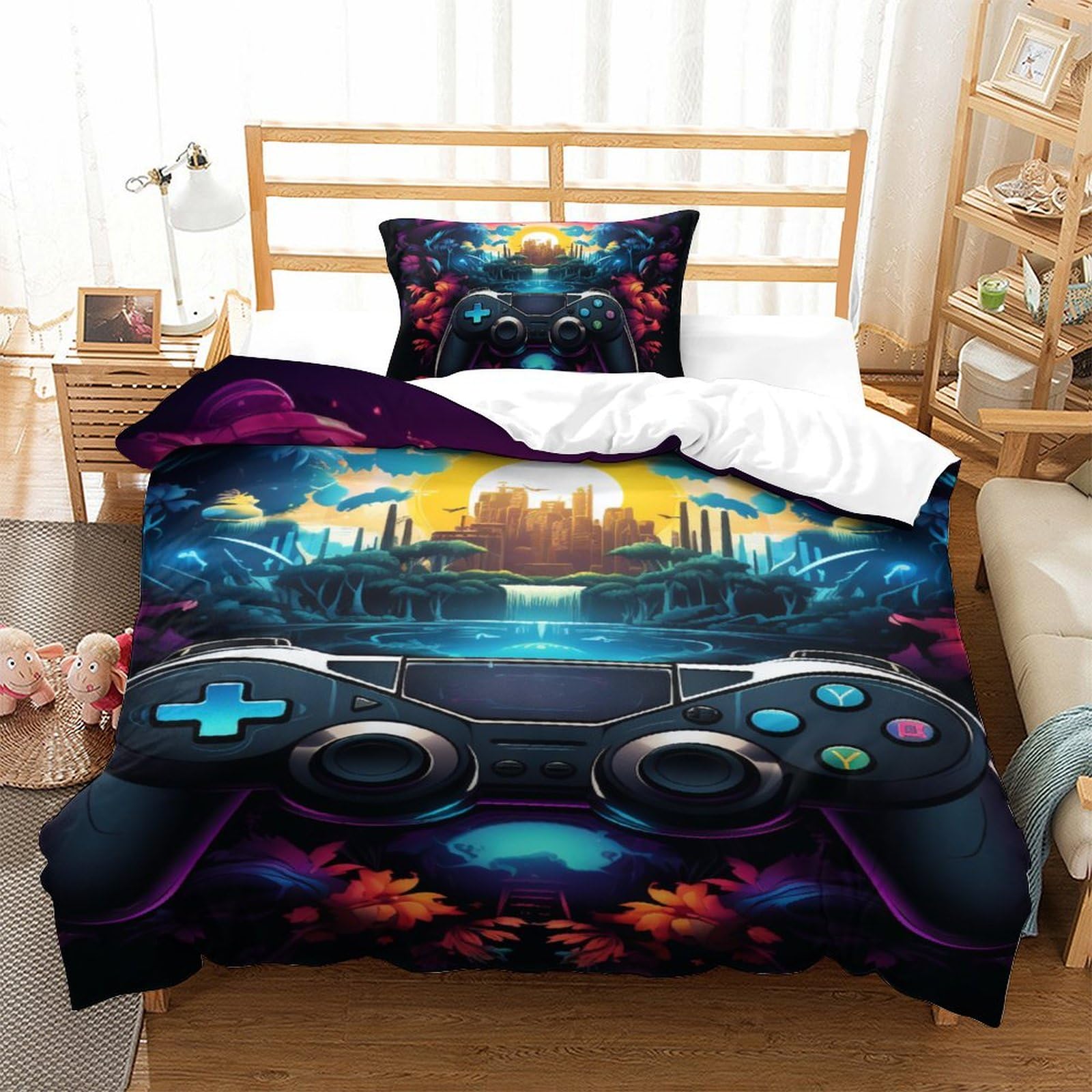 Literie pour aux enfants housse de couette imprimé 3D jeux 135x200cm fille