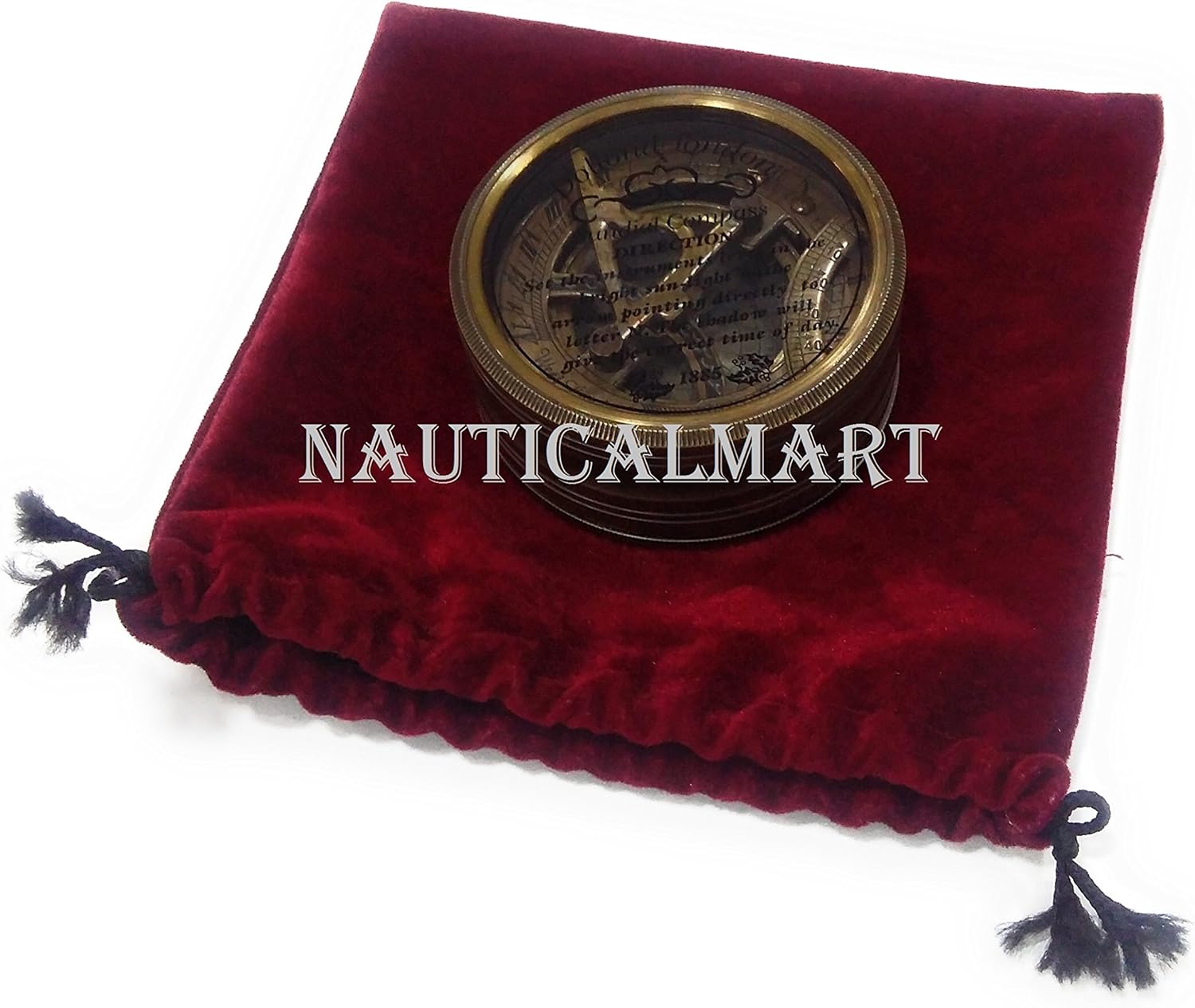 Brass Pocket Sundial Compass - Antique Dollond London ~ Nautical Best Gift