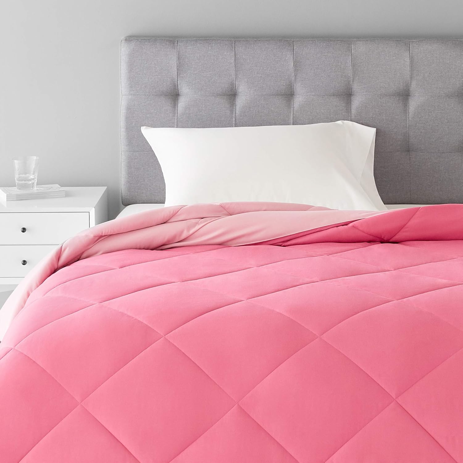 Best Deal Cheap 🛒 Amazon Basics Reversible, Lightweight Microfiber Comforter Blanket - Pack of 4, Twin or Twin XL, Pink