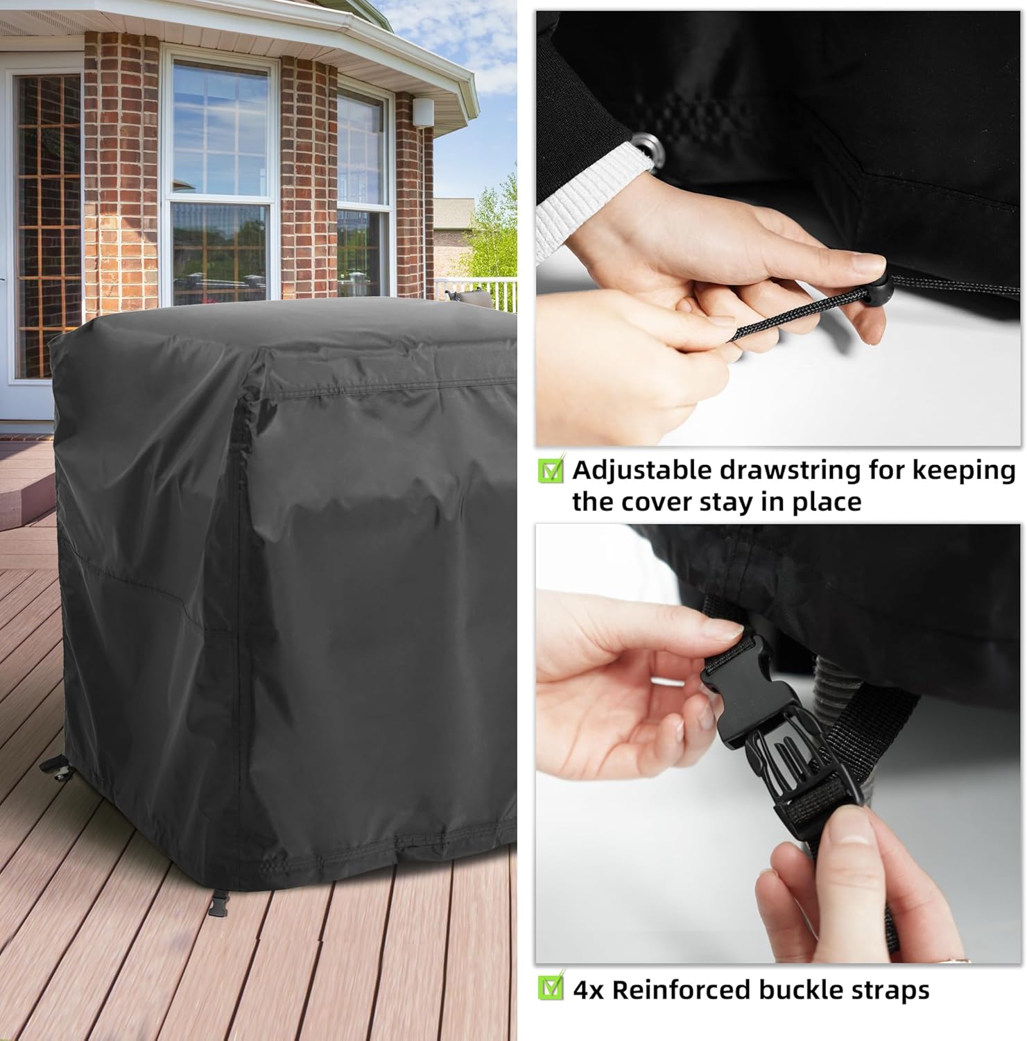 Patio Furniture Covers 30”x30”x30”, Square Patio Single Sofa and Chairs Cover, Outdoor Furniture Set Cover Waterproof, Lawn Patio Furniture Covers General Purpose, Black