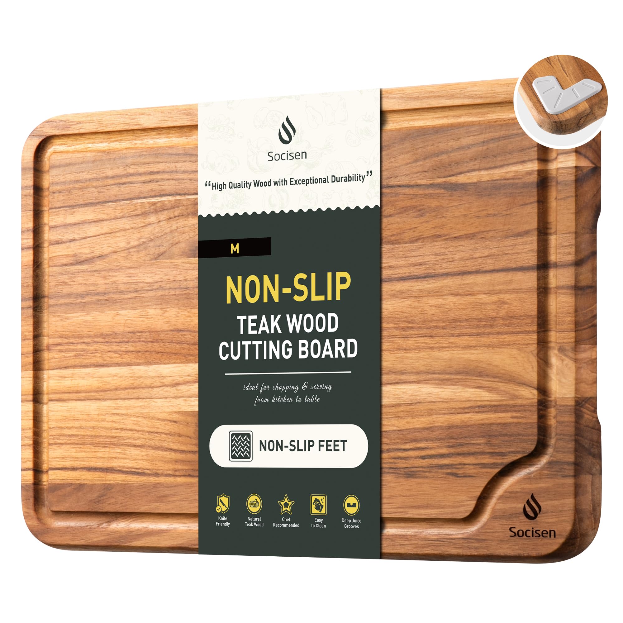 Amazon.com: Teak Wood Cutting Board for Kitchen 13inch Charcuterie