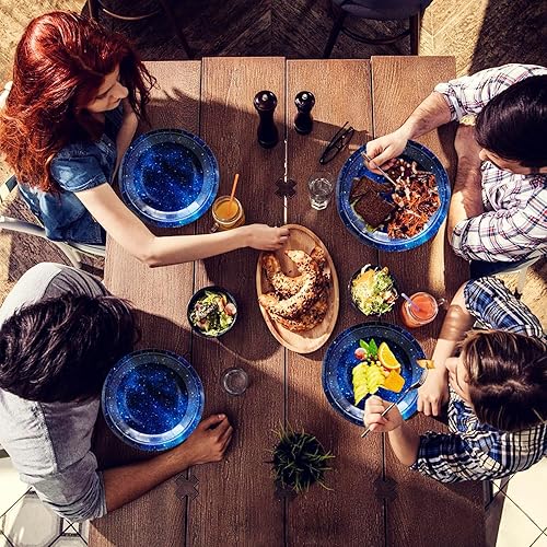 Miniatura 7 de 40 piezas de suministros de fiesta de galaxia estrellada, platos de papel para fiesta de galaxias espaciales, platos de postre para fiestas de