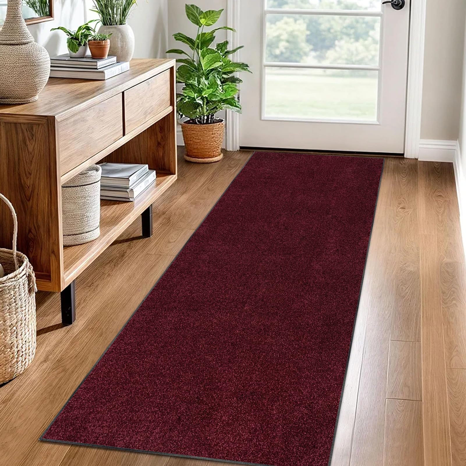 Carpet Runner for Hallway Non Slip Long 40 x 120 cm Washable Kitchen Runner Rugs for Hallway Red Heavy-Duty Absorbent Area Rugs Door Mats Carpet Floor Mat Hallway Runner Rug for Entryway Laundry
