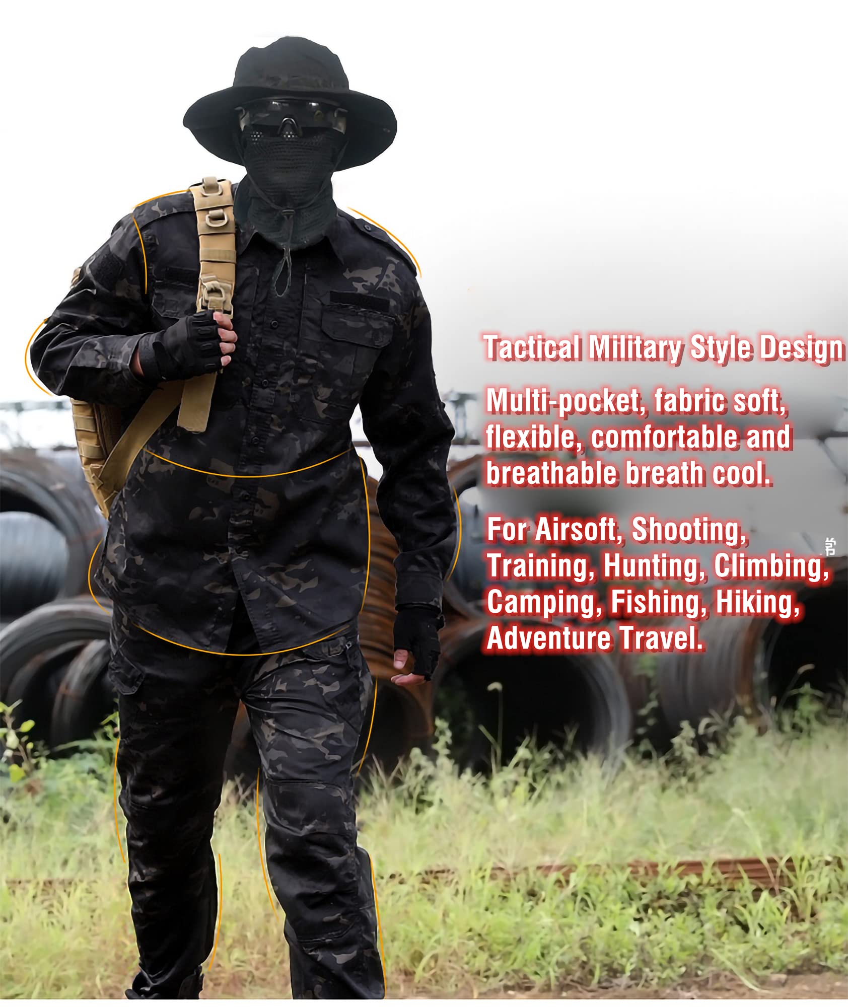 Uniformes Tácticos Camuflaje Ropa Caza Airsoft Chaqueta Pantalones BDU Combat Suit Juego de Guerra
