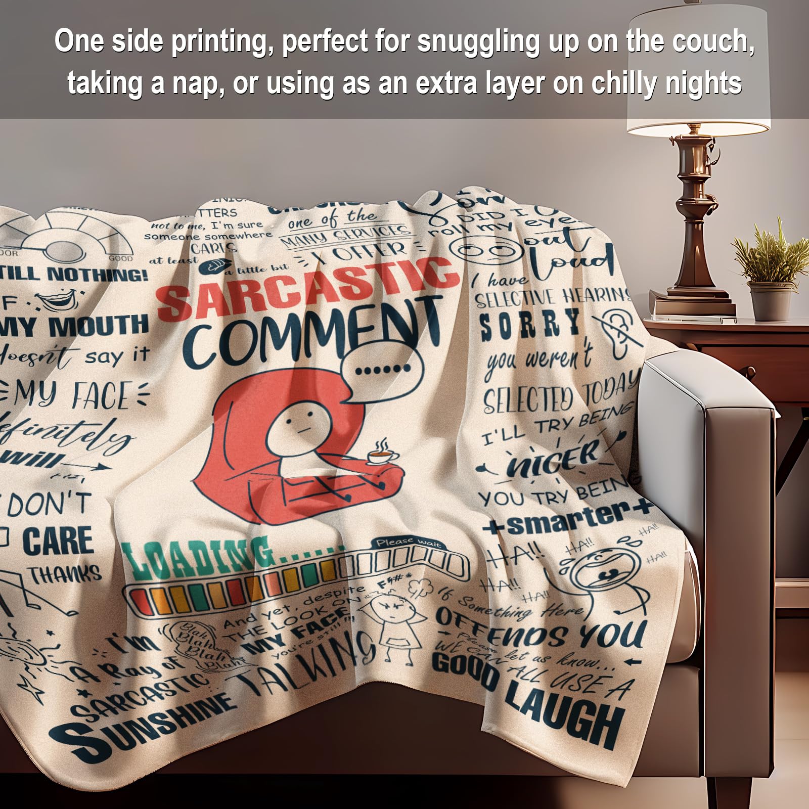 Funny Blanket, Funny Birthday Gifts for Women, White Elephant Gifts for Adults, Funny Gifts for Friends Coworker, Sarcastic Gift for Woman, Sarcastic Comment Blanket 60”x50”