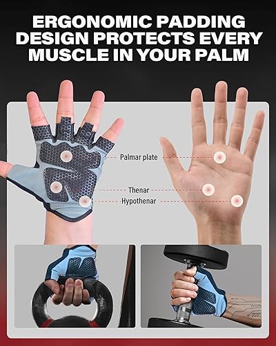 Miniatura 7 de LIONCO Guantes de entrenamiento para hombres y mujeres, guantes de levantamiento de pesas con gel transpirable acolchados de excelente agarre para