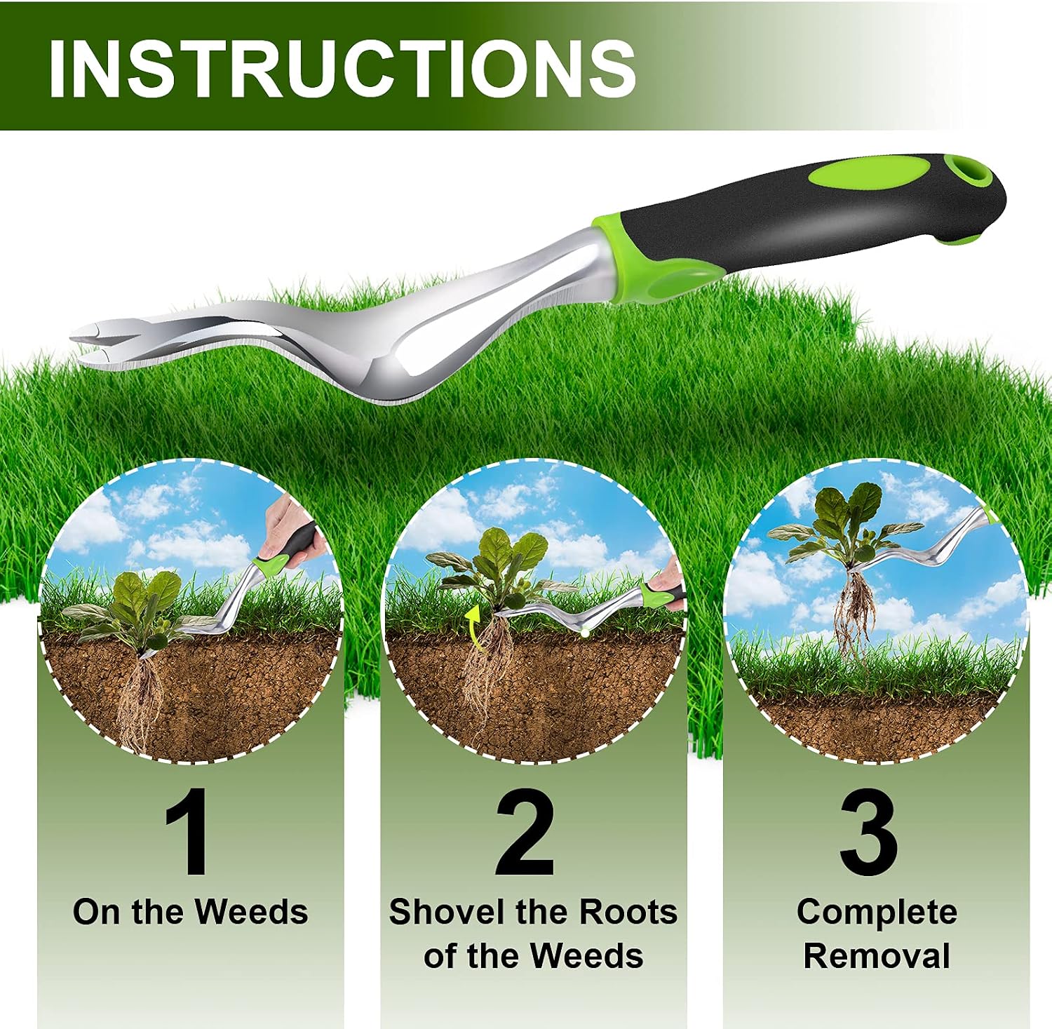 Kulemax Hand Weeder Tool, Premium Weed Puller Tool for Garden, Weeding Digger Tools with Ergonomic Handle for Weed Removal and Farmland Transplantation