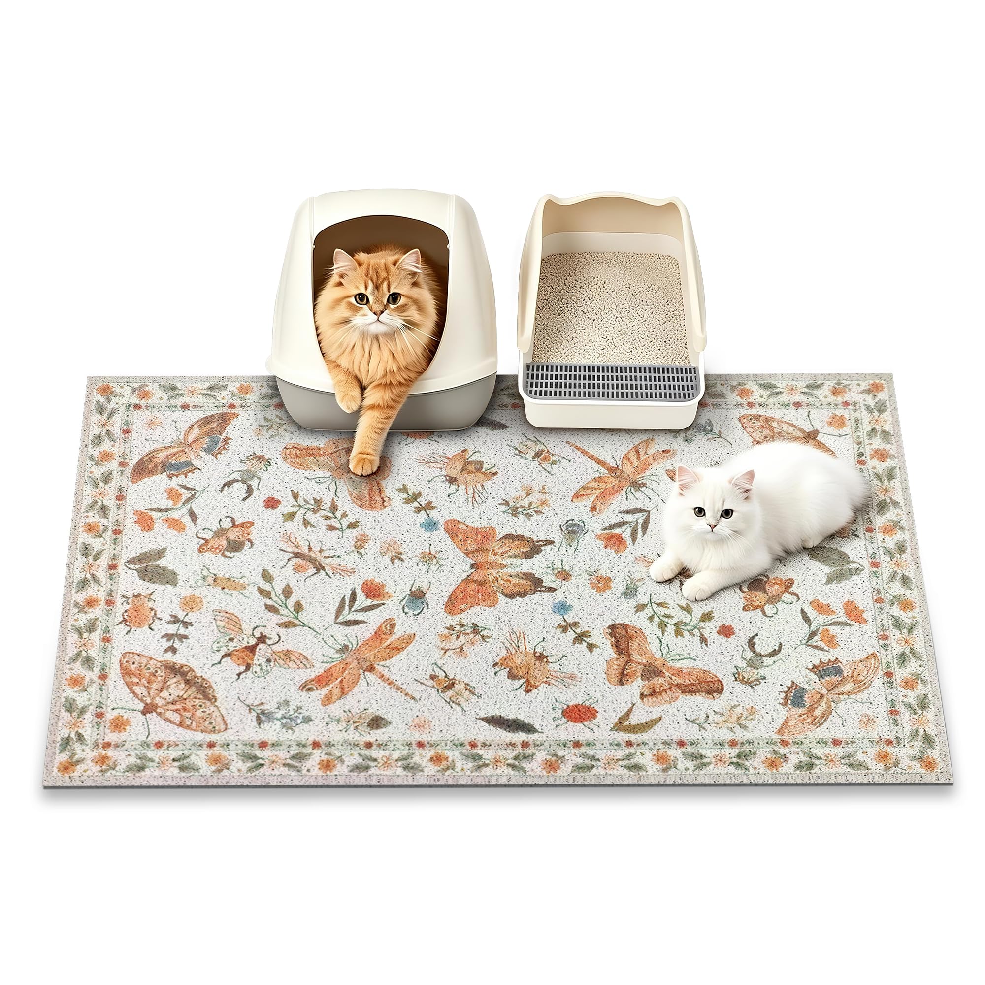 YOSEPATI Cat Litter Mat, 89x58cm Large Litter Mat,Cute Decor Kitty Box Mats