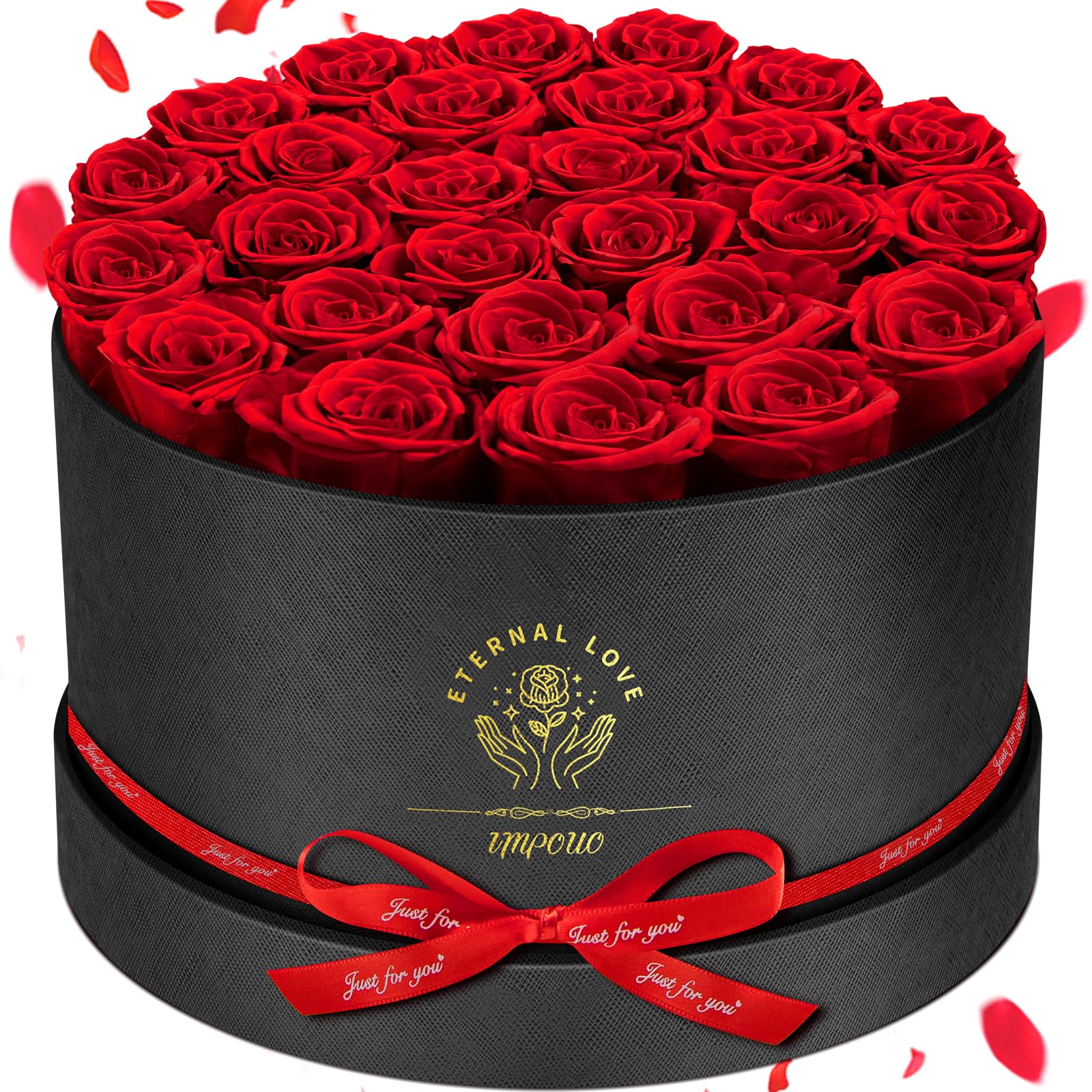 Impouo Forever Flowers,27 Roses in A Box，Real Preserved Roses，Birthday Gift for Women,Mother's Day, Valentine's Day Red Rose-image-15