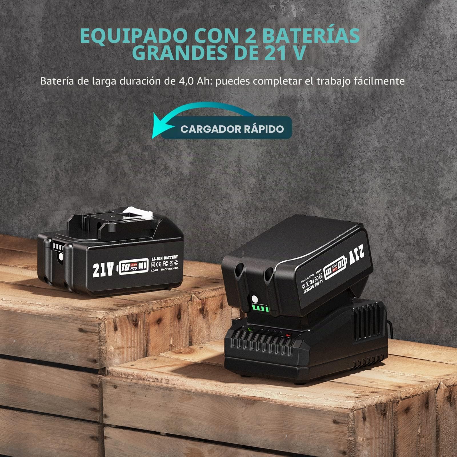 Fresadora Inalámbrica para Madera 21V, Fresadora de Madera Compacta con 2 Baterías 4.0Ah, 6 Velocidades, 33.000RPM, 15 Mandriles Collets 1/4" resadora Madera para carpintería