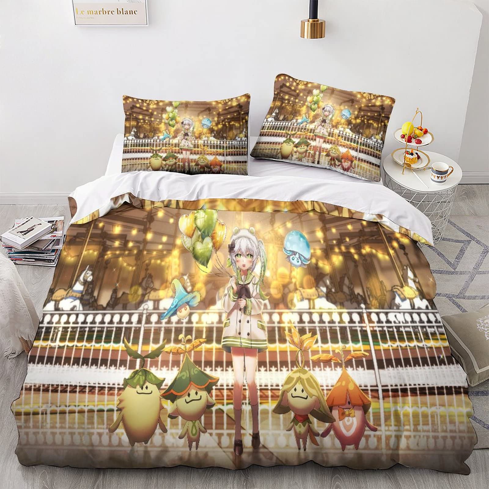 Housse de couette anime Nahida lit double 200x200cm pour chambre d'adolescent