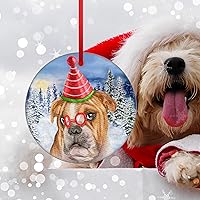 Vista 3 de Adorno de Navidad para perro, Bulldog inglés, adorno colgante de bulldog para árbol de Navidad, adorno de Bulldog para la primera Navidad