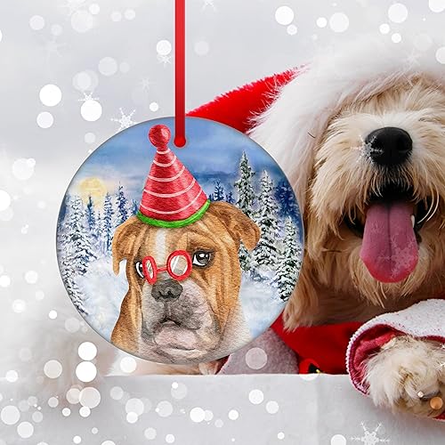 Miniatura 3 de Adorno de Navidad para perro, Bulldog inglés, adorno colgante de bulldog para árbol de Navidad, adorno de Bulldog para la primera Navidad para