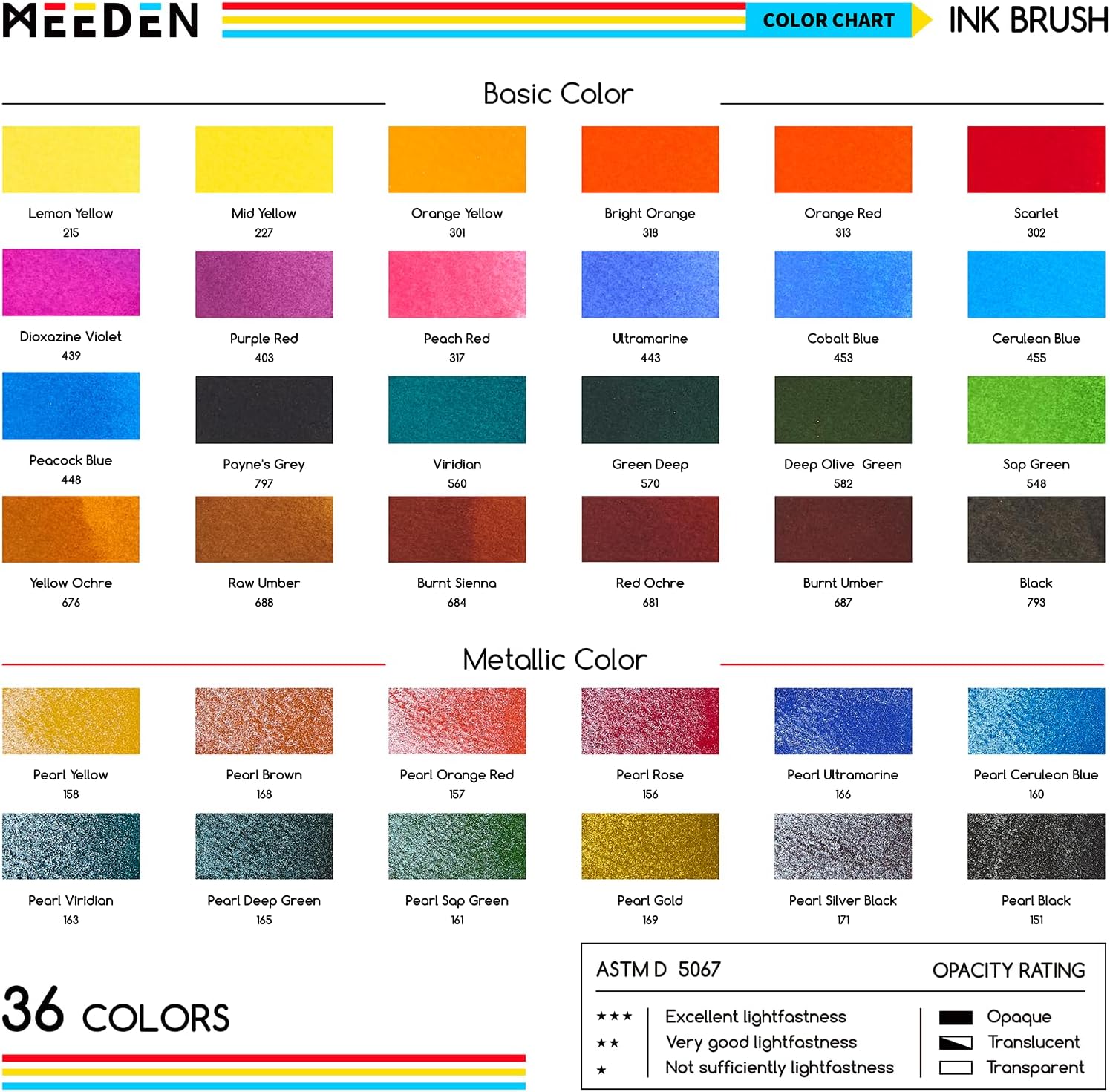 MEEDEN Liquid Watercolor Ink Brushes: Vibrant 24 Basic + 12 Pearlecent Colors Dye-based Water Color Paint Brush Pens Set - Creative Paintbrush Kit Gift for Artists Pros Calligraphy Detail Painting
