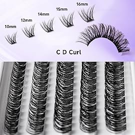 Individual Lashes 120 Cluster Lashes DIY Eyelash Extension Thin Band Wide Stem Lash Clusters with Applicator and Lash Bond and Seal Lash Extension Kit Mix 10-16mm Length C/D-OP01