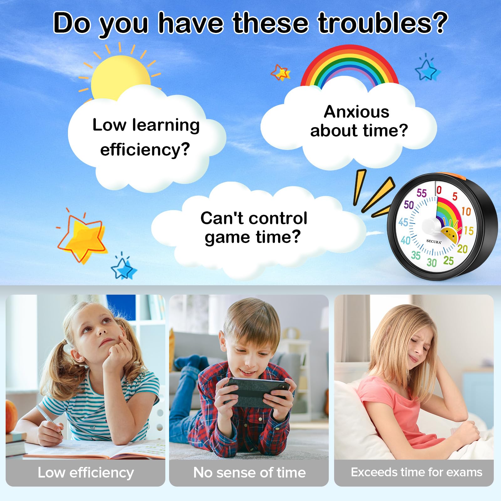 Snapklik.com : Secura 60-Minute Visual Timer, Rainbow Classroom Timers ...