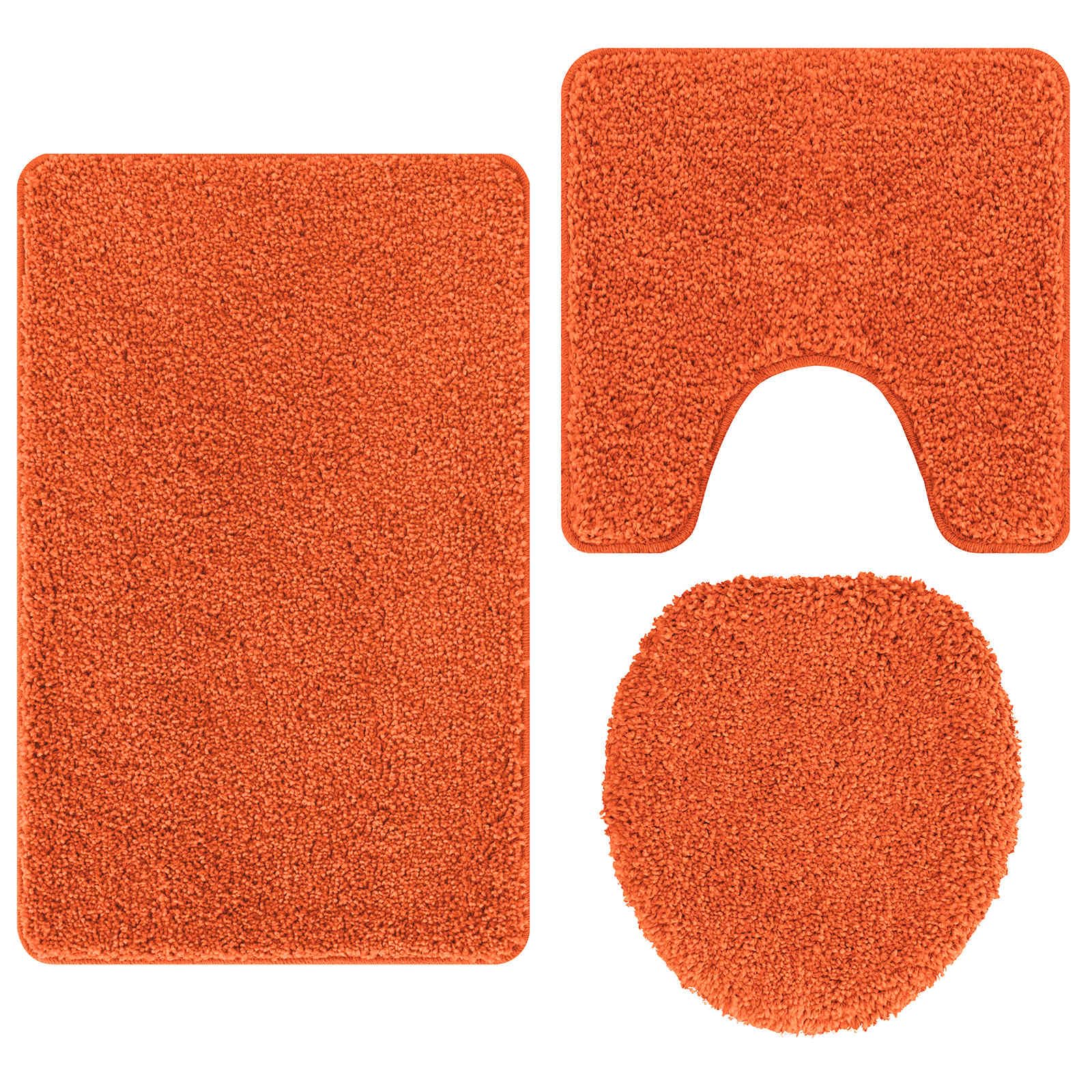 Lot de 3 tapis de bain antidérapants en polypropylène - Orange