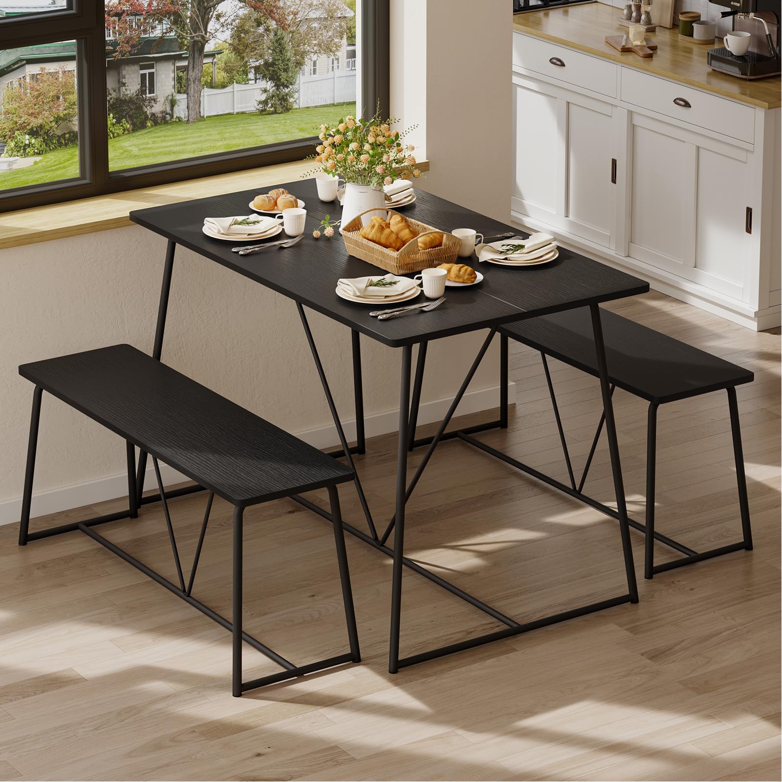 Pinmoco ダイニングテーブルセット 4人用 3点セット 幅115cm ダイ Amazon｜Pinmoco ダイニングテーブルセット 4人用 3点セット 幅115cm