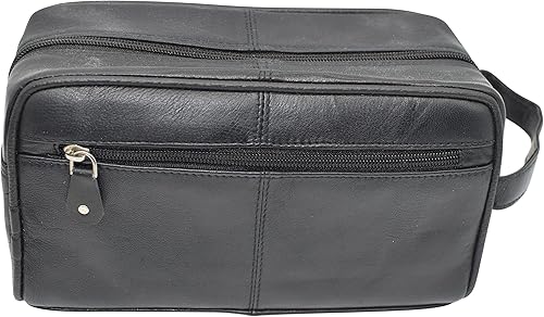 Miniatura 4 de Marshal Neceser de viaje de cuero genuino Dopp Kit organizador de viaje para hombres y mujeres, Negro -, Neceser