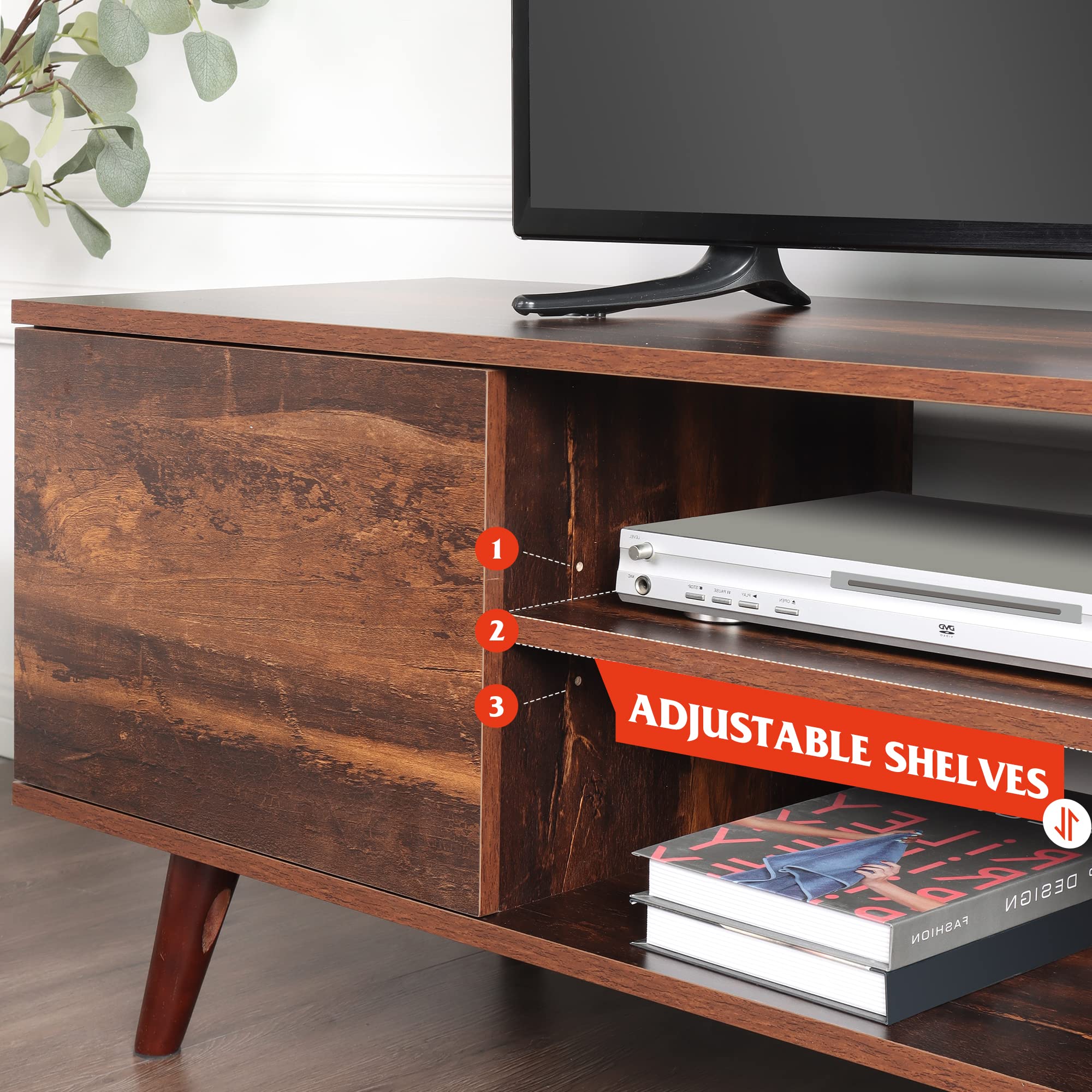 WLIVE MidCentury Modern TV Stand for 55/60 inch TV, Media Console