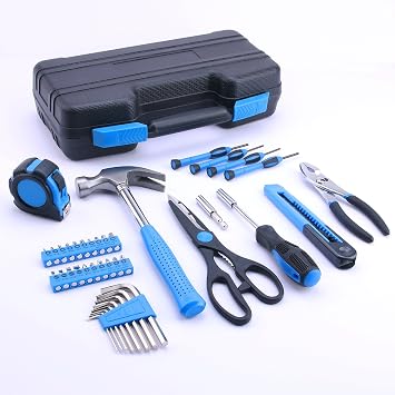 EFFICERE 40-Piece All Purpose Household Tool Kit Includes All Essential Tools for Home, Garage, Office and College Dormitory Use