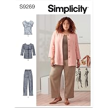 Simplicity Womens Jacket, Knit Top, and Pull-On Pants Packet, Code 9269 Sewing Pattern, Sizes 26W-32W, White