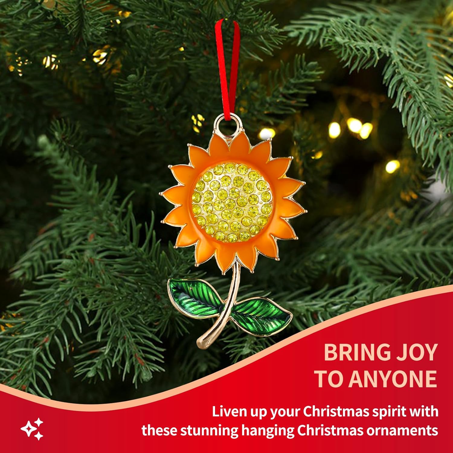 FaCraft Sunflower Gifts for Women Sunflower Lovers - Metal Sunflower Ornaments for Christmas Tree - Flower Christmas Ornament 2025 Home Decor Birthday Xmas Gift Holiday Party Favor Supplies - Image 3