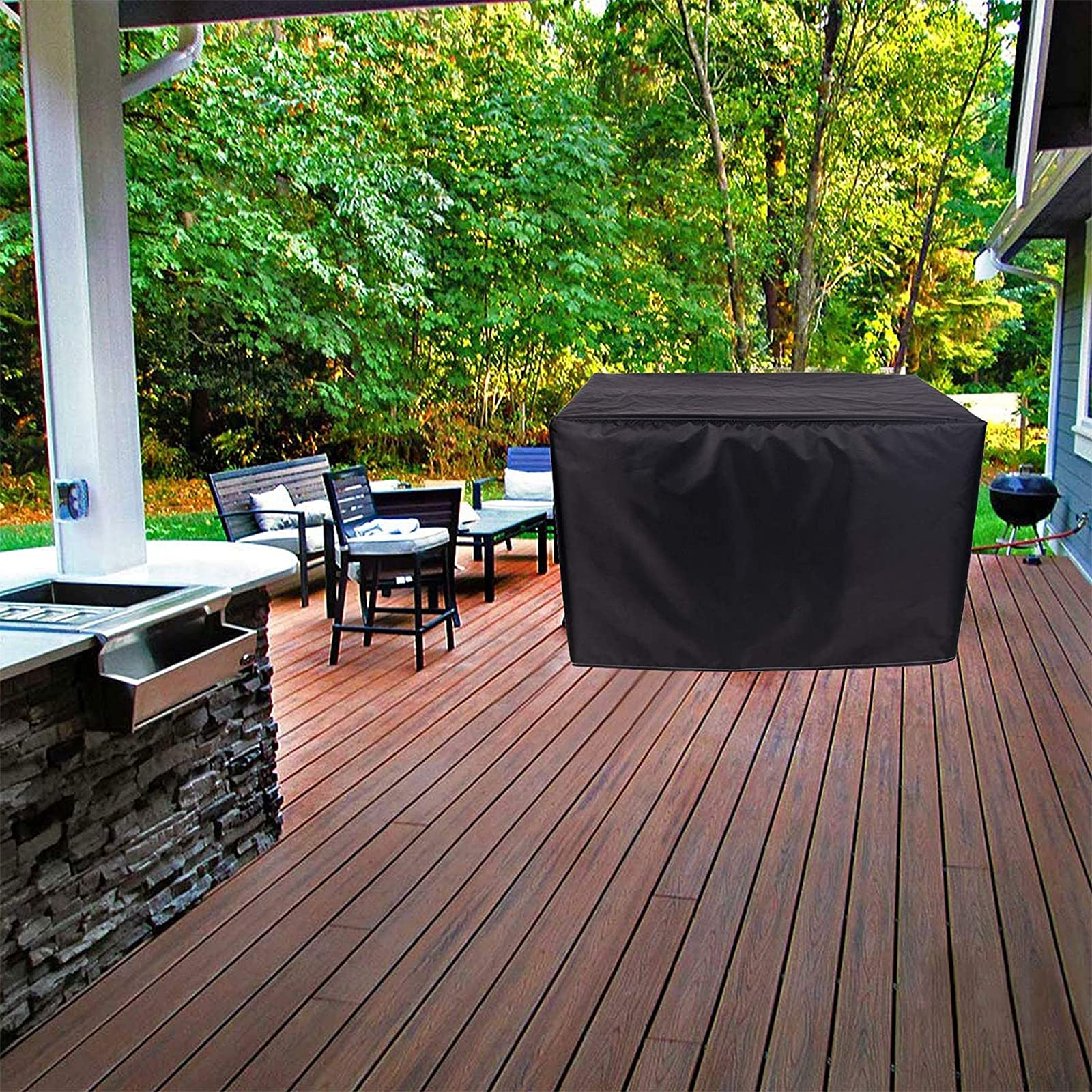 IQOAIJ Funda Protectora para Muebles de jardín, Cubierta de Tejido de poliéster, Impermeable, protección contra Rayos UV, para Mesa de Patio y sillas,242x162x100cm