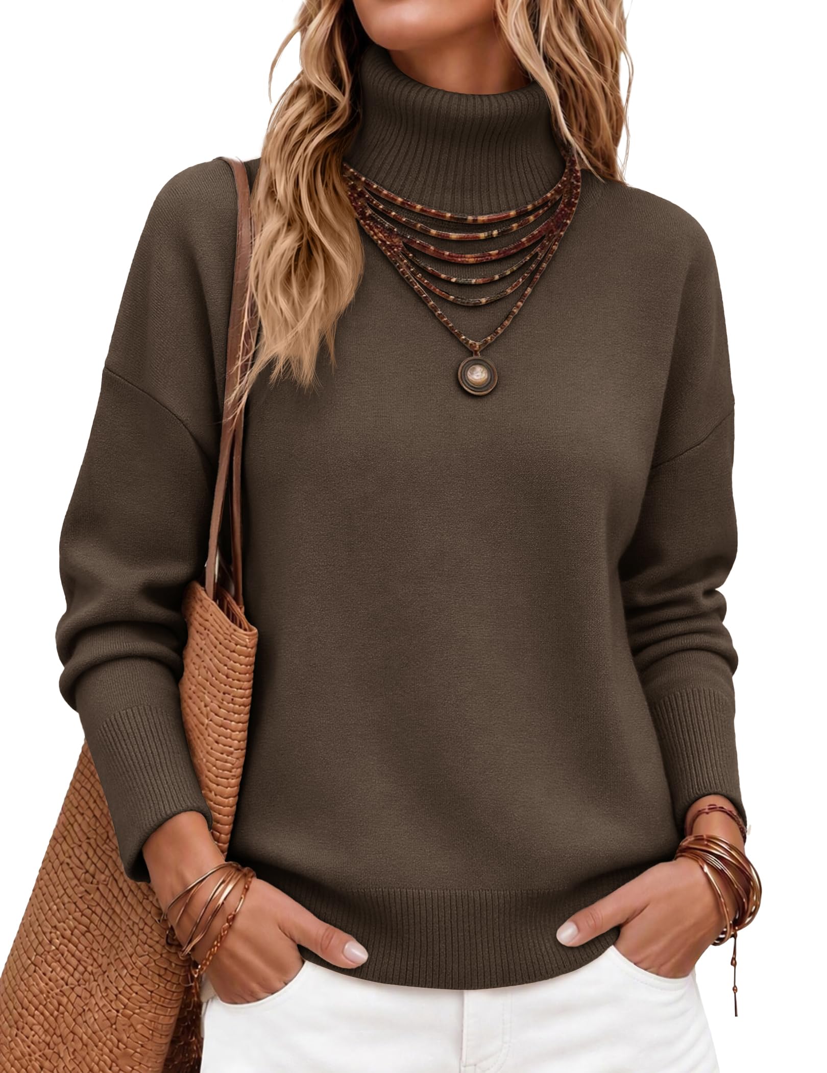 Zeagoo Women's Turtleneck Sweater 2026 Fall Winter Chunky Knitted Pullover