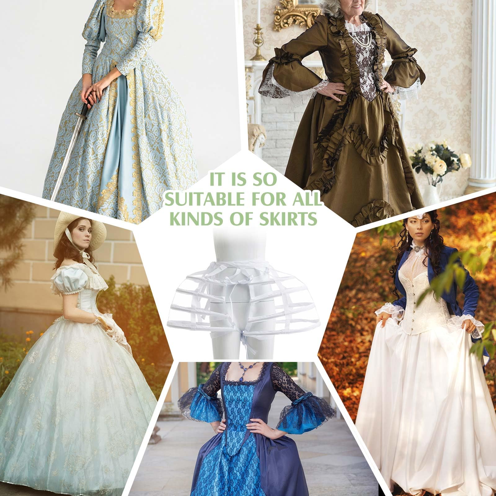 Hercicy Pannier Petticoat für Damen, viktorianisches Bustle-Käfig, Reifrock, Petticoat für Damen, unter Kleid, Halloween-Party-Kostüm