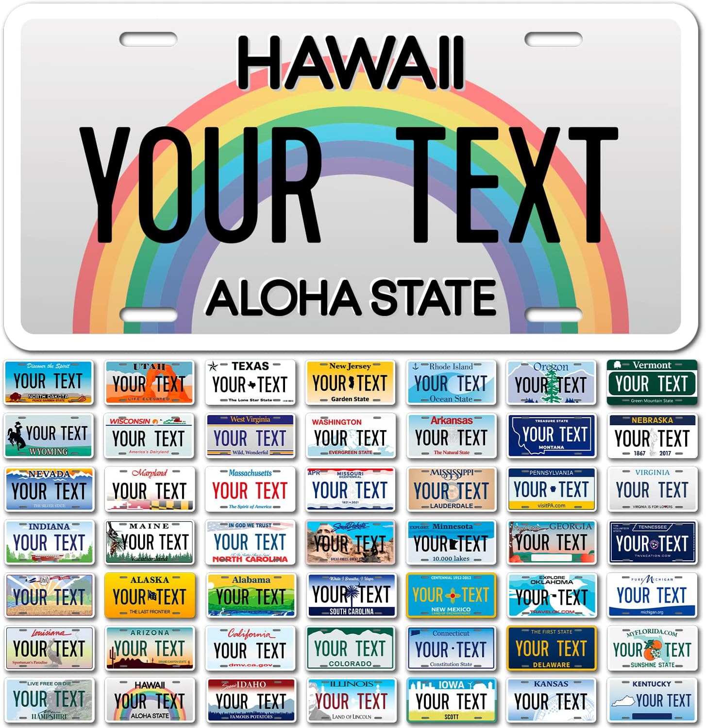 Custom Hawaii License Plate, Personalized 50 States Fake