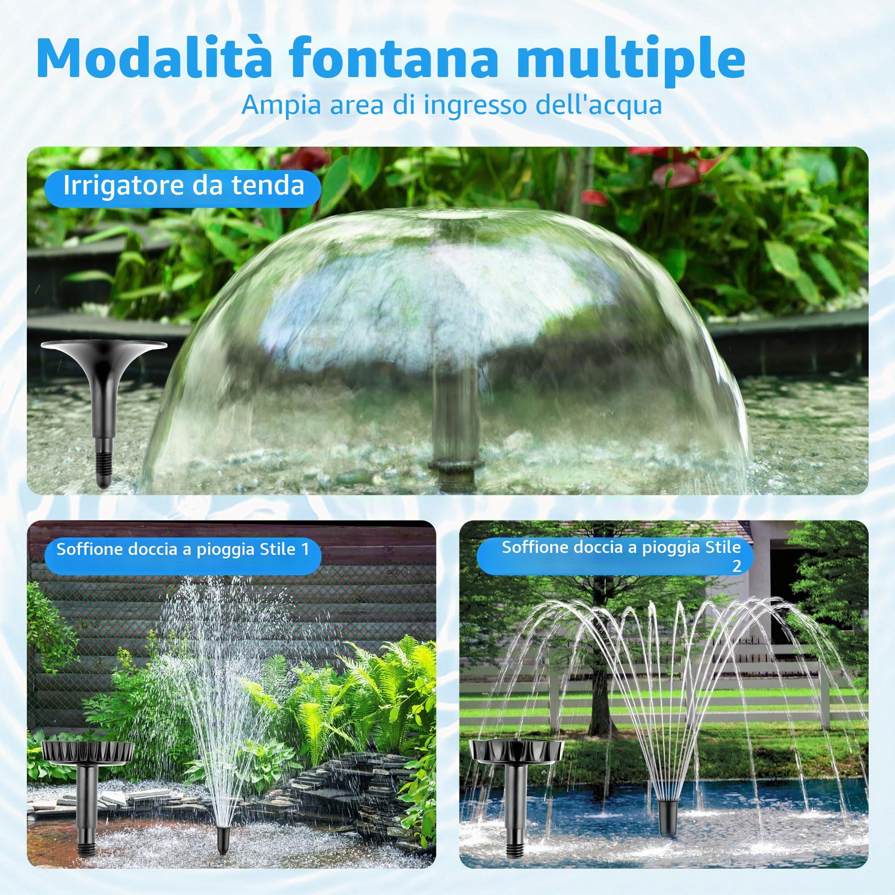 Pompa per fontana, pompa da giardino, per laghetti, cascate, fontana, 20 Watt, 1000 l/h CHP-1000