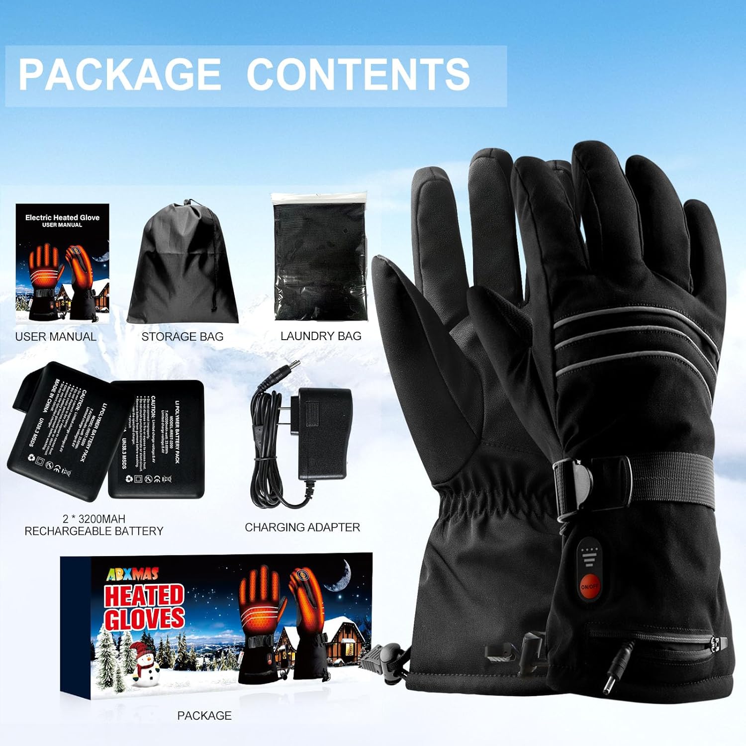 Heated Gloves for Men Women Rechargeable,7.4V 3200mAh Battery Heated Gloves for Winter
