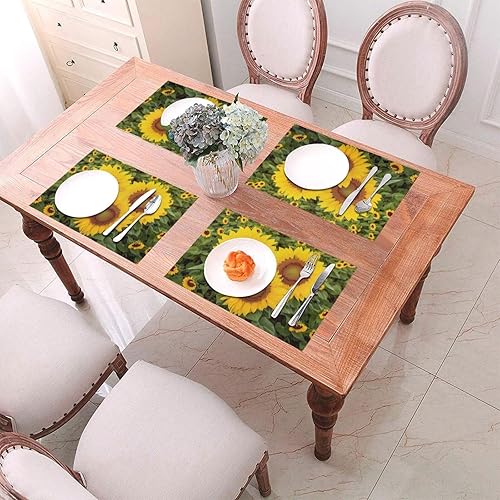 Miniatura 4 de Juego de 1 manteles individuales en forma de corazón de vinilo de PVC con forma de girasol, resistentes al calor, manteles individuales